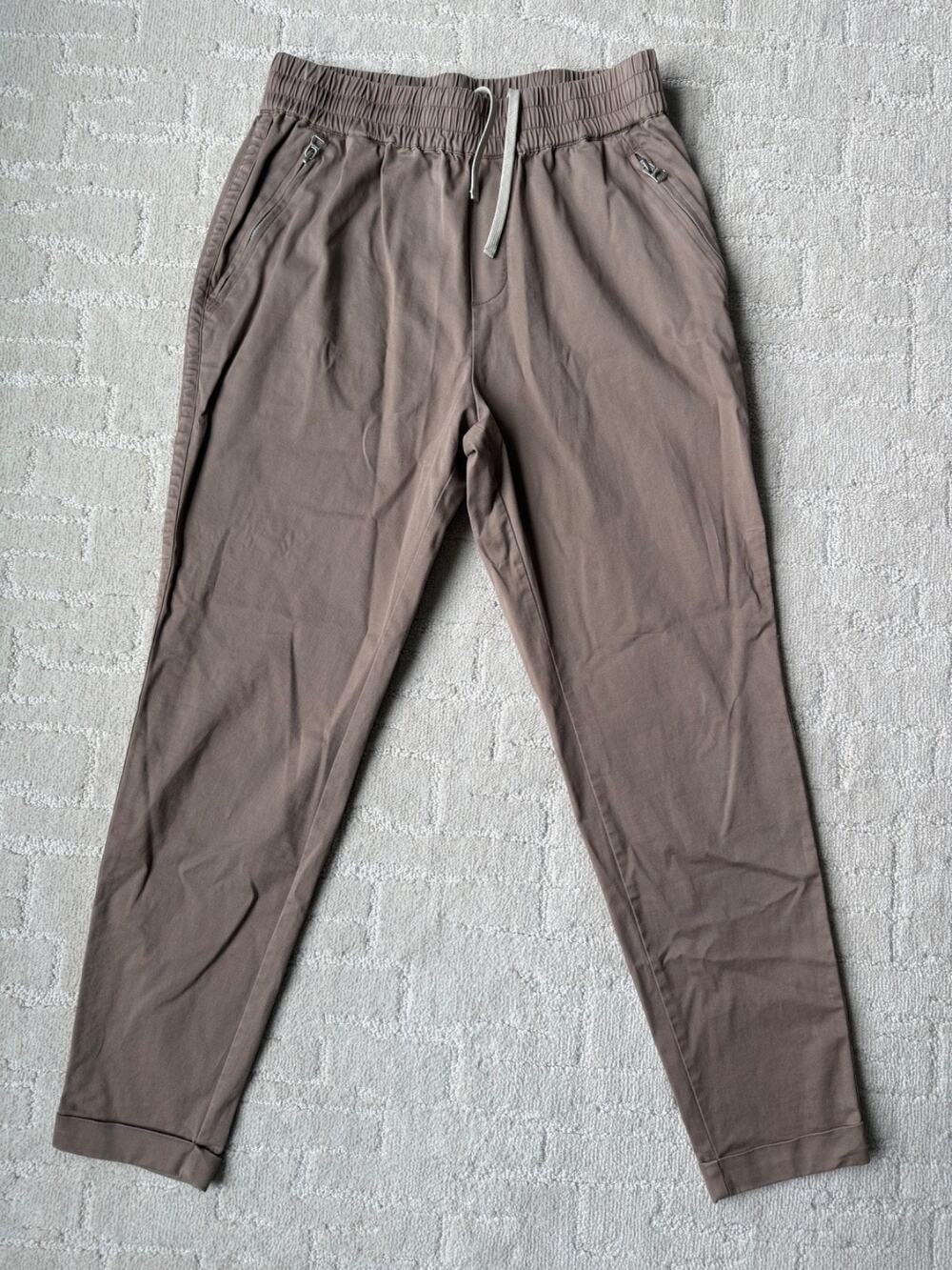 Varley Mabern Pant Fossil Brown Womens Zip Pockets Cuffed Soft Twill Classic